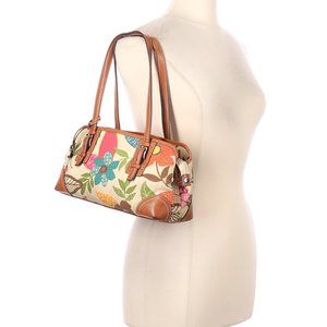Fossil Colorblock Floral Medium Shoulder Handbag